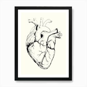 Human Heart Monoline Hand Drawing Aesthetic Illustration Art Print