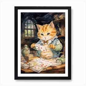 Tiger Illustration Board Gaming Watercolour 2 Art Print