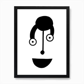 Kids Art Black and White Face Art Print