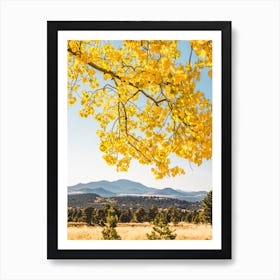 Yellow Autumn Leaves Mountain Art Print