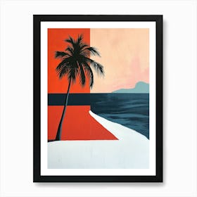 Palm Tree On The Beach, Minimalism Art Print