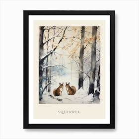 Winter Watercolour Squirrel 3 Poster Art Print