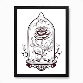 The Enchanted Rose (Beauty And The Beast) Fantasy Inspired Line Art 4 Art Print