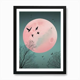 Fly Away Moon Scene (1) Art Print