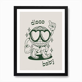 Disco Baby Retro Cartoon Art Print