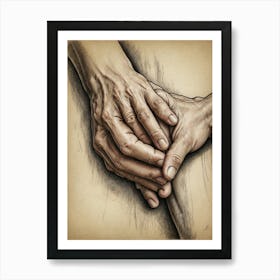 Two Hands Holding Each Other 1 Art Print