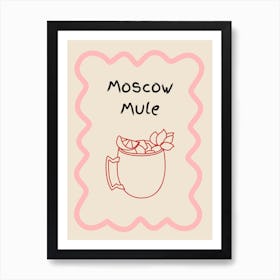 Moscow Mule Doodle Poster Pink & Red Art Print