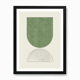 Arch Balance Mid-century Modern - Abstract Modern Minimalist Green 2 Art Print