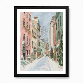 Christmas In the City. Retro Watercolor Art Print