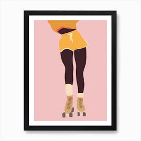 Roller Skate Girl Pink Art Print