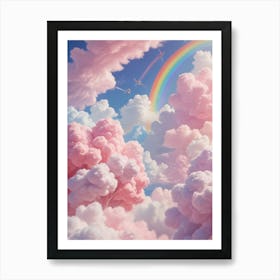 Pink Clouds With Rainbow Art Print