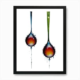 Water Droplets Isolated On White Art Print