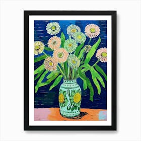 Flowers In A Vase Still Life Painting Everlasting Flower 3 Art Print