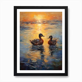 Ducklings In The Sunset Art Print