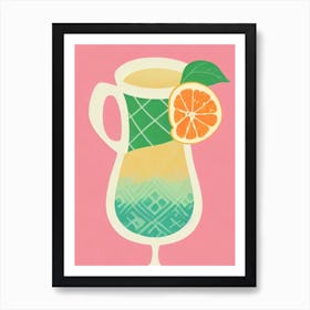 Mango Margarita Retro Pink Cocktail Poster Art Print