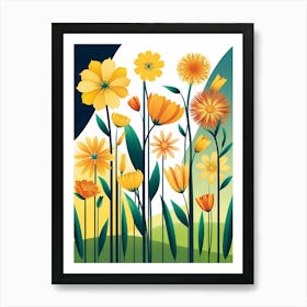 Yellow Flowers Background Art Print