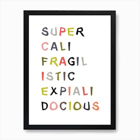 Supercalifragilisticexpialidocious Typography Retro Art Print Art Print