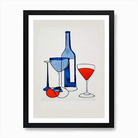 Blue Monday Picasso Line Drawing Cocktail Poster Art Print