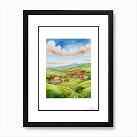 Green plains, distant hills, country houses,renewal and hope,life,spring acrylic colors.42 Art Print