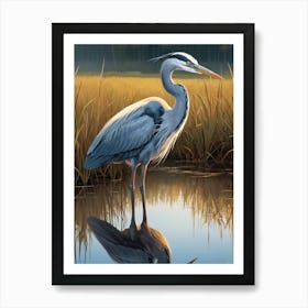 Blue Heron in Water Bird Lover Art Print