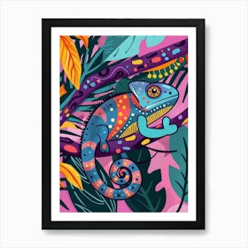 Panther Chameleon Abstract Modern Illustration 4 Art Print