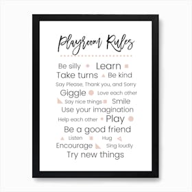 Peach Playroom Rules Art Print