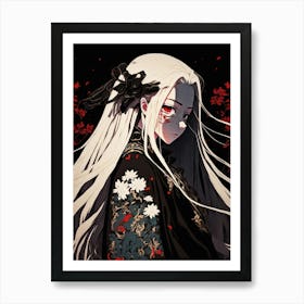 Anime Girl With White Hair Art Print