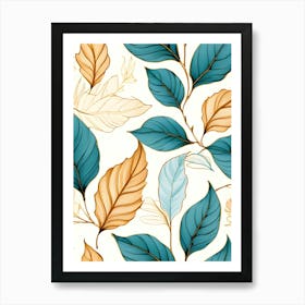 Seamless Pattern With Colorful Leaves 1 Art Print