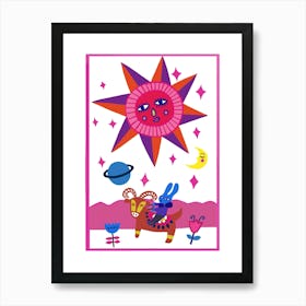 Taurus And Rabbit pink Art Print