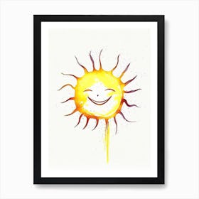 Smiling Sun Symbol Minimal Watercolour Art Print