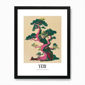 Yew Tree Colourful Illustration 1 Poster Art Print