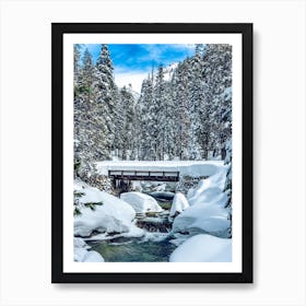 Snow Covered Bridge Portrait Art Print