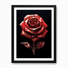 Polygonal Rose 2 Art Print