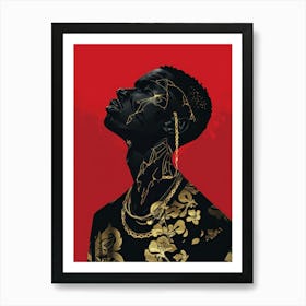 Man With Gold Chains Art Print