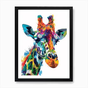Giraffe Colourful Watercolour Face Portrait 4 Art Print
