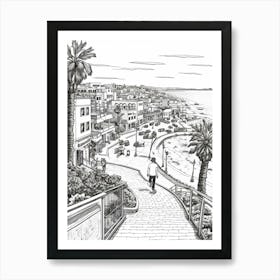 View Of Diego California, Usa Line Art Black And White 1 Art Print