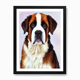 St Bernard 3 Watercolour Dog Art Print