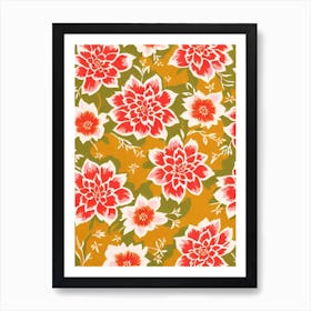 Hosta Floral Print Retro Pattern1 Flower Art Print