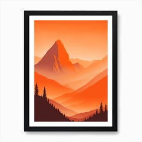 Misty Mountains Vertical Composition In Orange Tone 7 Art Print