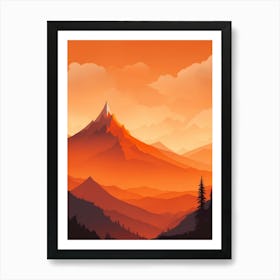 Misty Mountains Vertical Composition In Orange Tone 26 Art Print