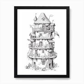 The Tangled Tower (Tangled) Fantasy Inspired Line Art 1 Art Print