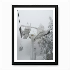 Snowy Ski Lift Art Print