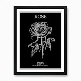 Rose Dew Line Drawing 2 Poster Inverted Art Print