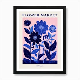 Blue Flower Market Poster Dahlia 2 Art Print