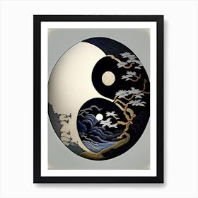 Yin and Yang Symbol 2, Japanese Ukiyo E Style Art Print