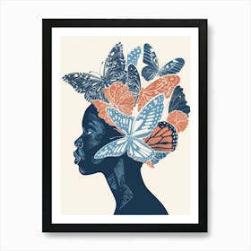 Butterfly In A Woman'S Hair Art Print