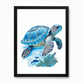Conservation Sea Turtle, Sea Turtle Decoupage 1 Art Print