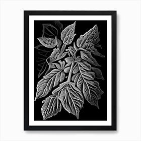 Raspberry Leaf Linocut 1 Art Print