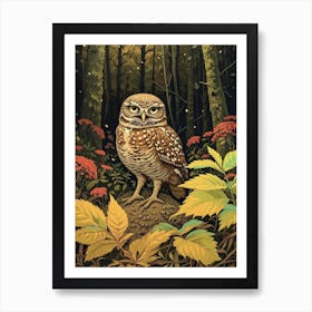 Burrowing Owl Relief Illustration 3 Art Print