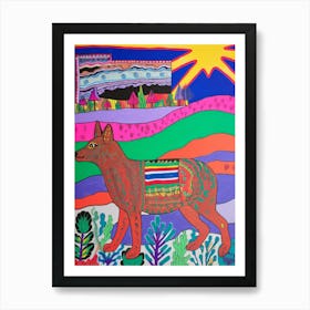 Maximalist Animal Painting Coyote Art Print